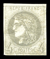 * N°41Ba, 4c Gris Jaunâtre Rep 2, Quatre Belles Marges. TB (signé Brun)  Qualité: *  Cote: 425 Euros - 1870 Ausgabe Bordeaux