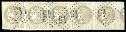 O N°41Bb, 4c Gris-lilas Report 2, Très Jolie Bande De 5 Avec Voisin (pd) Obl GC 2145, R.R (signé Scheller/certificat)  Q - 1870 Ausgabe Bordeaux