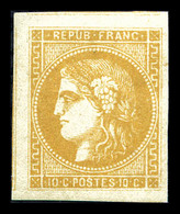 * N°43Bc, 10c Citron Report 2, Grandes Marges Avec Trois Voisins. Pièce Superbe. R.R. (certificats)  Qualité: * - 1870 Ausgabe Bordeaux