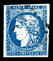 O N°44Aa, 20c Bleu Foncé Type I Report 1, TB (signé Brun/certificat)  Qualité: O  Cote: 1100 Euros - 1870 Bordeaux Printing