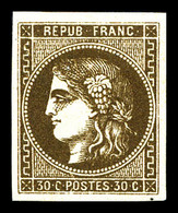 ** N°47d, 30c Brun-foncé, Fraîcheur Postale. SUP (signé Brun/certificat)  Qualité: ** - 1870 Bordeaux Printing