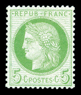 * N°53, 5c Vert Jaune. TB (signé)  Qualité: *  Cote: 300 Euros - 1871-1875 Ceres