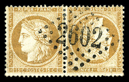 O N°59b, 15c Bistre En Paire Tête-bêche Obl GC '2602', TRÈS JOLIE PIÈCE, RARE (signé Scheller/certificat)  Qualité: O  C - 1871-1875 Ceres