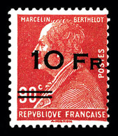 ** N°3, Berthelot 10F Sur 90c Rouge Surchargé à Bord Du Paquebot 'Ile De France', Frais, SUP (signé Brun/certificats)  Q - 1927-1959 Ungebraucht