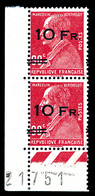 ** N°3d, Berthelot, 10F Sur 90c Rouge, Surcharge Espacée Tenant à Normal Coin De Feuille Numéroté, Bon Centrage, Fraîche - 1927-1959 Mint/hinged