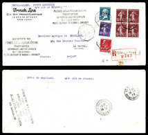 O N°4, Pasteur 10F Sur 1F50 Bleu Surchargé à Bord Du Paquebot 'Ile De France' (+N°181) Sur Lettre Recommandée Avec Griff - 1927-1959 Mint/hinged