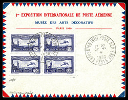 O N°6c, 1F50 Outremer Perforé 'E.I.P.A.30' En Bloc De Quatre Sur Lettre De L'exposition, Très Jolie Pièce. SUP (certific - 1927-1959 Ungebraucht