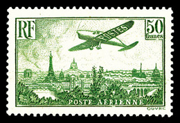 * N°14, Avion Survolant Paris, 50F Vert, TB (certificat)  Qualité: *  Cote: 1100 Euros - 1927-1959 Mint/hinged