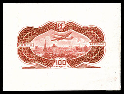 (*) N°15A, 100F Burelé. NON EMIS, épreuve En Rouge Brun. Sans Burelage. R.R.R. SUP (certificat)   Qualité: (*)  Cote: 12 - 1927-1959 Mint/hinged