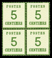 ** N°4, 5c Vert-jaune En Bloc De Quatre, Fraîcheur Postale, Très Bon Centrage, SUPERBE (certificat)  Qualité: ** - Sonstige & Ohne Zuordnung