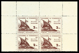 (*) N°8/9, Paire St Nazaire De 1945 En Bloc De Quatre Haut De Feuille, TB (certificat)  Qualité: (*)  Cote: 1480 Euros - War Stamps