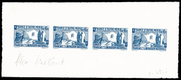 ** Pour L'aide Aux Combattants 9f +41f: épreuve En Bleu De 4 Ex Sur Feuillet Gommé, R.R.R. (certificat)  Qualité: ** - War Stamps