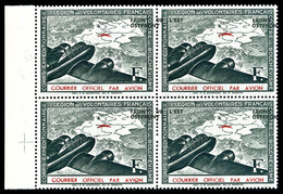 ** N°4a, F Vert Foncé Et Rouge: Surcharge à Cheval En Bloc De 4 Bdf, TTB (certificat)  Qualité: **  Cote: 540 Euros - War Stamps