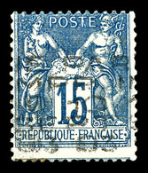 (*) N°17, 15c Bleu Surchargé Horizontalement 5 Lignes Du 10 Septembre 1893, SUP. R.R. (signé Brun/certificats)  Qualité: - 1893-1947