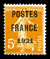 ** N°33, 5c Orange Surchargé 'POSTE FRANCE 1921'. TTB  Qualité: **  Cote: 425 Euros - 1893-1947