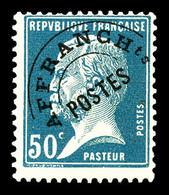 ** N°68, Pasteur, 50c Bleu, SUP (certificat)  Qualité: **  Cote: 285 Euros - 1893-1947