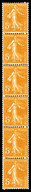 ** N°5, Semeuse 5c Orange: Bande De 6, Legère Decalque Au Verso, TB  Qualité: **  Cote: 305 Euros - Coil Stamps