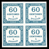 ** N°9, 60c Bleu En Bloc De Quatre, Fraîcheur Postale, SUP (certificat)  Qualité: ** - 1859-1959 Used
