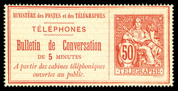 (*) N°4, 50c Rouge Sur Rose. TTB (certificat)  Qualité: (*)  Cote: 400 Euros - Telegraph And Telephone