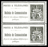 (*) N°23, 15c Noir En Paire. TTB  Qualité: (*)  Cote: 260 Euros - Telegraph And Telephone