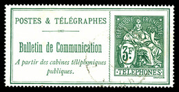 O N°30, 3f Vert. TB (certificat)  Qualité: O  Cote: 920 Euros - Telegraph And Telephone