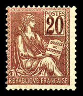 * N°113b, 20c Mouchon, Chiffres Doubles. SUPERBE. R.R.R (signé Brun/certificat)  Qualité: *  Cote: 3850 Euros - Unused Stamps
