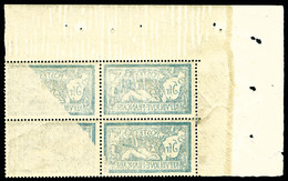 ** N°123, 5F Bleu Et Chamois, Impression Recto-verso En Bloc De Quatre Coin De Feuille, RARE Et SUP (certificat)   Quali - Unused Stamps