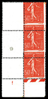 ** N°199, 50c Semeuse, Piquage Décalé En Bde De 3 Cdf. TTB  Qualité: ** - Unused Stamps