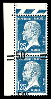 * N°222, 50c + 1f25 Pasteur, 1 Ex Surcharge Partielle Tenant à Ex Surcharge à Cheval Cdf. TTB  Qualité: * - Unused Stamps