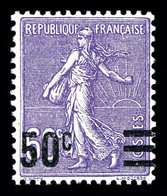 ** N°223b, 50c Sur 60c Semeuse, Valeur Sur Valeur Avec Barres. TTB  Qualité: **  Cote: 200 Euros - Unused Stamps