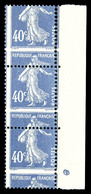 ** N°237, 40c Semeuse, Piquage à Cheval En Bde De 3 Exemplaires Bdf. TB  Qualité: **  Cote: 300 Euros - Unused Stamps