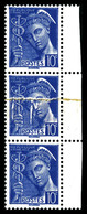 ** N°407, 10c Mercure, Impression Sur Raccord En Bde De 3 Bdf. TB  Qualité: ** - Unused Stamps