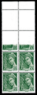 ** N°414B, 50c Mercure, Impression à Sec Tenant à Normaux En Bloc De Huit. SUPERBE (certificat)  Qualité: ** - Unused Stamps