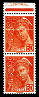 ** N°415, 60c Mercure, Impression Sur Raccord En Paire. TB  Qualité: ** - Unused Stamps