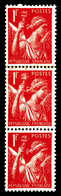 ** N°433, 1f Iris, Impression Sur Raccord En Bde De 3. TB  Qualité: **  Cote: 130 Euros - Unused Stamps