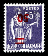 * N°478a, 50 S 55c Paix, Surcharge Renversée. TTB (signé/certificat)  Qualité: *  Cote: 1000 Euros - Unused Stamps