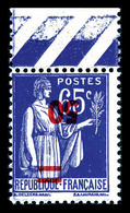 ** N°479a, Paix 50 Sur 65c, Surcharge Renversée, Bdf, SUP (signé Brun/certificat)  Qualité: **  Cote: 800 Euros - Unused Stamps