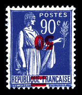 * N°482a, 50c S 90c Paix, Surcharge Renversée. TB (signé Brun/certificat)  Qualité: *  Cote: 475 Euros - Unused Stamps