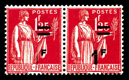 ** N°483, 1f S 1f25 Paix, '1' Absent Tenant à Normal En Paire. SUP (certificat)  Qualité: ** - Unused Stamps