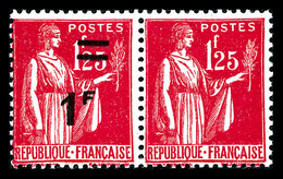 ** N°483h, 1f Sur 1f25 Paix, Surchargé Tenant à Non Surchargé. SUP. R.R (signé Calves/certificat)  Qualité: **  Cote: 26 - Unused Stamps