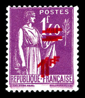 ** N°484a, 1f Sur 1f40 Paix, Double Surcharge. SUP. R. (signé Brun/Calves/certificat)  Qualité: **  Cote: 1600 Euros - Unused Stamps