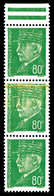 ** N°513, 80c Pétain, Impression Sur Raccord En Bde De 3ex. TB  Qualité: ** - Unused Stamps