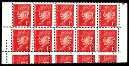 ** N°514, 1F Pétain, Piquage Décalé Sur Bloc De 15 Exemplaires. SUP. R. (certificat)  Qualité: ** - Unused Stamps