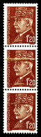 ** N°515, 1f20 Pétain, Impression Sur Raccord En Bde De 3. TB  Qualité: ** - Unused Stamps