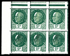 ** N°518, 2f Pétain, 'tête De Nègre' Tenant à Normaux En Bloc De 6 Ex. TTB  Qualité: ** - Unused Stamps