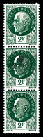 ** N°518, 2f Pétain, 'tâche Sur La Tête' Tenant à Normaux En Bde De 3ex. TB  Qualité: ** - Unused Stamps