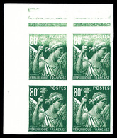 ** N°649, 80c Iris, Bloc De Quatre Non Dentelé, Impression Déféctueuse En Partie Supérieure, TB  Qualité: ** - Unused Stamps