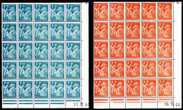 ** N°650a/655a, Iris, 1f Bleu Et 3f Orange, 2 Blocs De 25 Exemplaires Avec Bord De Feuille Filigranés. TTB  Qualité: **  - Unused Stamps