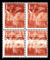 ** N°652, 1f50 Iris, Impression Très Défectueuse Sur Bloc De 4. SUP  Qualité: ** - Unused Stamps