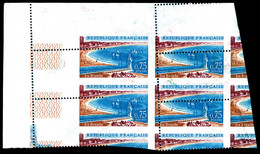 ** N°1502, 0.75c La Baule, Piquage Très Décalé Dont Partie Non Dentelée Sur Bloc De 6 Exemplaires Cdf, Impression 'T.D.3 - Unused Stamps